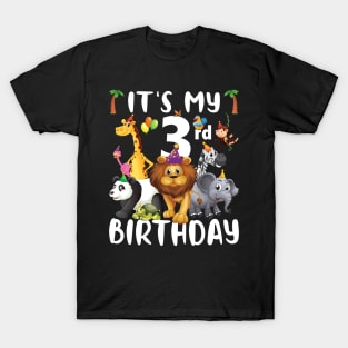 Its My 3rd Birthday Safari Jungle Zoo Lovers Birthday Party T-Shirt